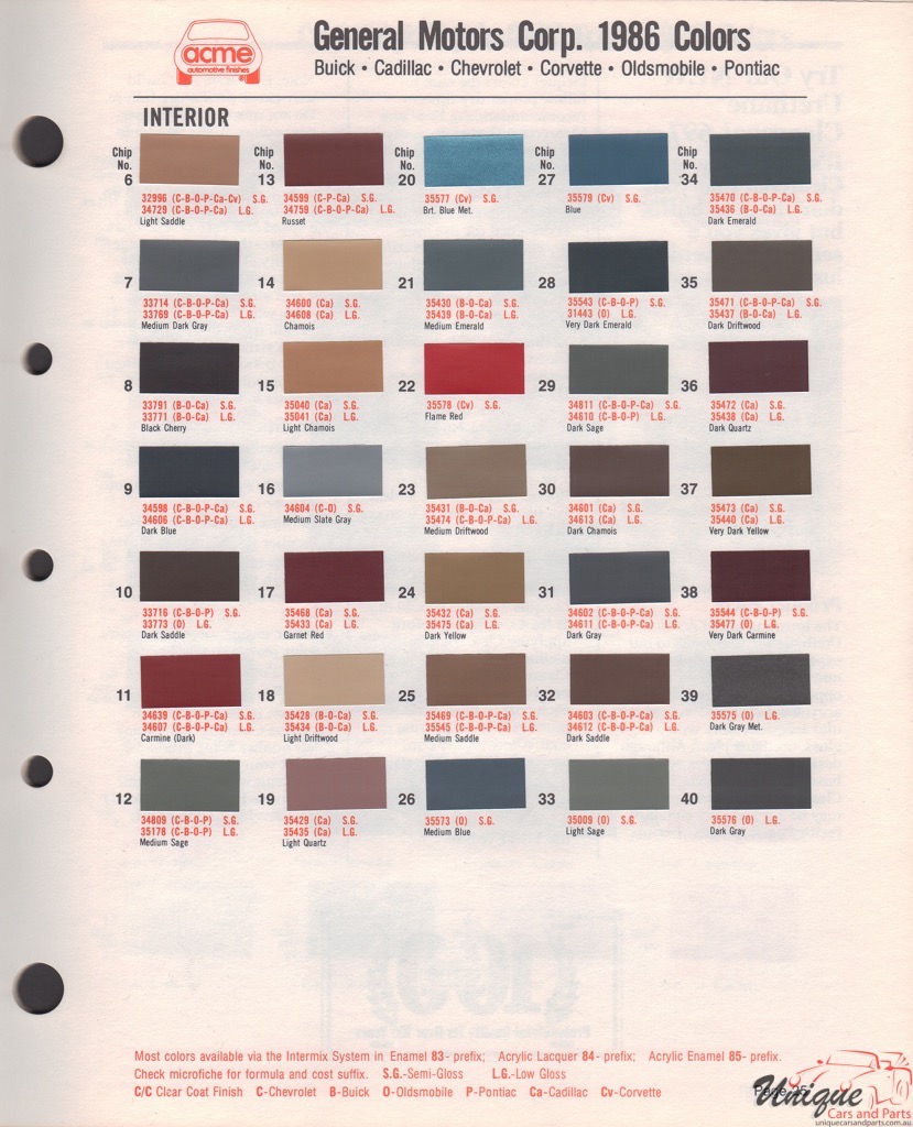 1986 General Motors Paint Charts Acme 4